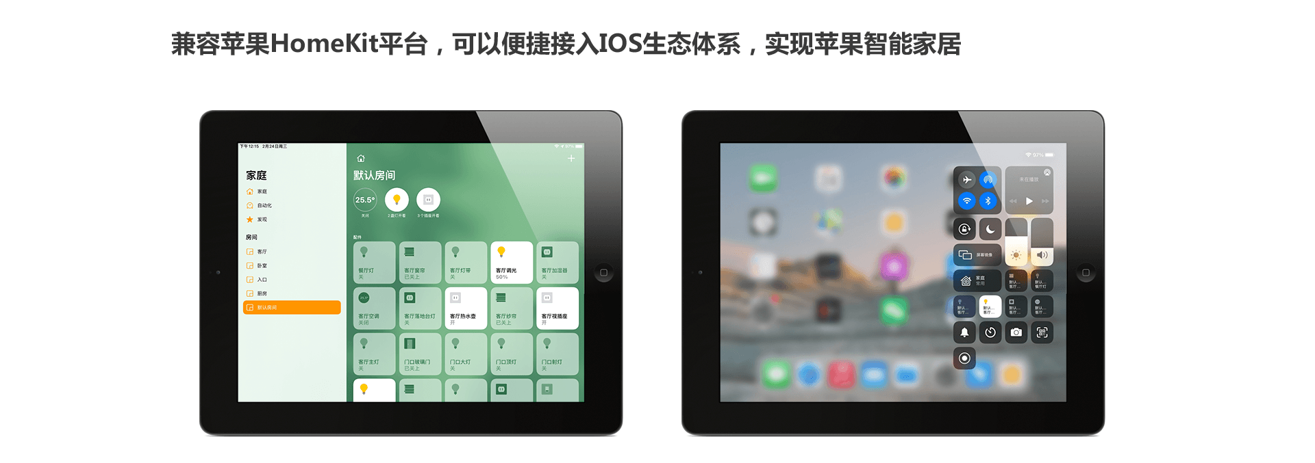 兼容苹果HomeKit平台，可以接入IOS生态体系，实现苹果智能家居
